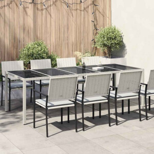 vidaXL Tuintafel 250x100x75 cm poly rattan en gehard glas wit
