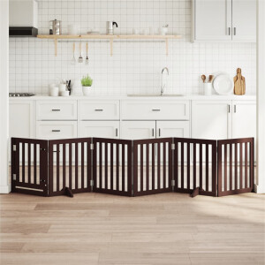 vidaXL Hondenhek inklapbaar 6 panelen 300 cm populierenhout bruin