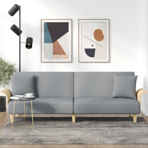 vidaXL Slaapbank met armleuningen stof lichtgrijs