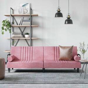 vidaXL Slaapbank met armleuningen fluweel roze