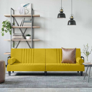 vidaXL Slaapbank met armleuningen fluweel geel