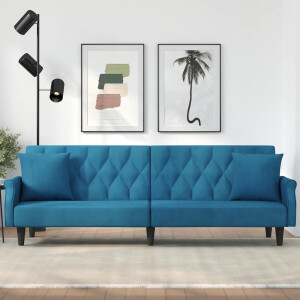 vidaXL Slaapbank met armleuningen fluweel blauw