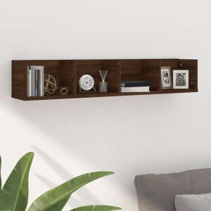 vidaXL Wandschap CD 100x18x18 cm bewerkt hout bruin eikenkleur