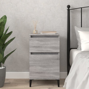 vidaXL Nachtkastje 40x35x70 cm bewerkt hout grijs sonoma eikenkleurig