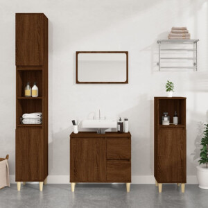 vidaXL Badkamerkast 30x30x100 cm bewerkt hout bruin eikenkleur