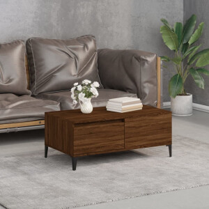 vidaXL Salontafel 90x50x36,5 cm bewerkt hout bruin eikenkleur
