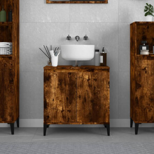 vidaXL Wastafelkast 58x33x60 cm bewerkt hout gerookt eikenkleurig