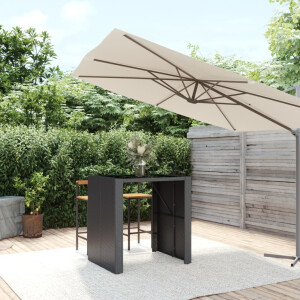 vidaXL Bartafel met glazen blad 105x80x110 cm poly rattan zwart