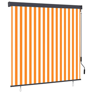 vidaXL Buiten Rolgordijn Gestreept Oranje en wit 180 x 250 cm Stof