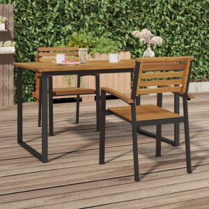 vidaXL Tuinstoelen 2 st stapelbaar massief acaciahout en metaal