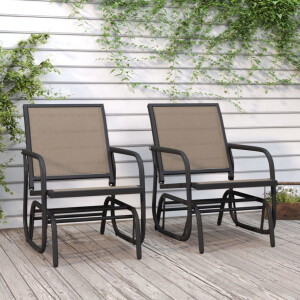 vidaXL Schuifstoelen voor tuin 2 st 61x76x87 cm textileen staal bruin