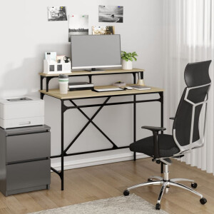 vidaXL Bureau 100x50x90 cm bewerkt hout en ijzer sonoma eikenkleur