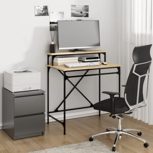vidaXL Bureau 80x50x90 cm bewerkt hout en ijzer sonoma eikenkleurig