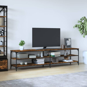 vidaXL Tv-meubel 200x30x50 cm bewerkt hout metaal gerookt eikenkleurig