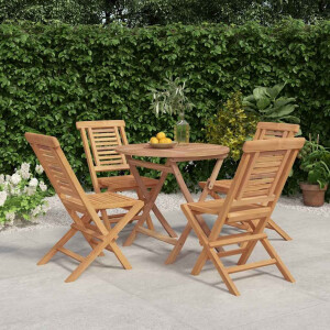vidaXL 5-delige Tuinset massief teakhout