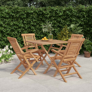 vidaXL 5-delige Tuinset massief teakhout