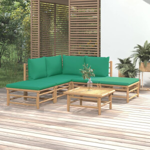 vidaXL 6-delige Loungeset met kussens bamboe groen