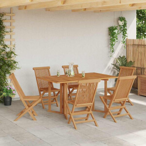 vidaXL Tuin eettafelset 7 pcs Bruin Massief Teakhout