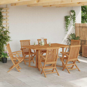 vidaXL Tuin eettafelset 7 pcs Bruin Massief Teakhout