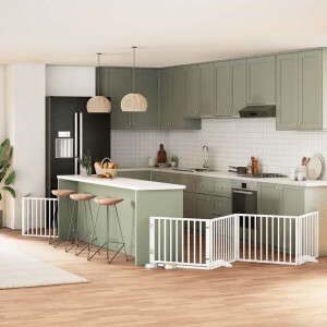 vidaXL Hondenhek inklapbaar met deur 10 panelen 800cm populierhout wit