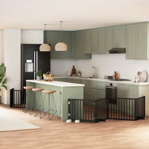 vidaXL Hondenhek inklapbaar 10 panelen 800 cm populierenhout zwart