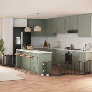 vidaXL Hondenhek inklapbaar 10 panelen 800 cm populierenhout zwart