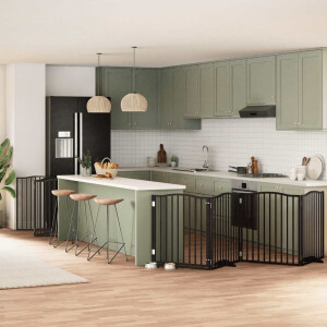 vidaXL Hondenhek inklapbaar 10 panelen 800 cm populierenhout zwart