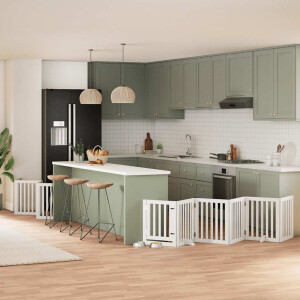 vidaXL Hondenhek inklapbaar met deur 15 panelen 750cm populierhout wit