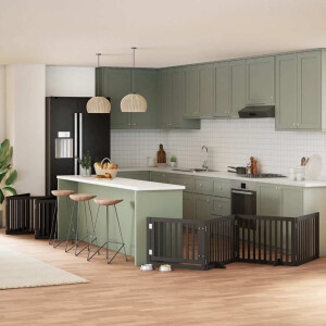 vidaXL Hondenhek inklapbaar 10 panelen 800 cm populierenhout zwart