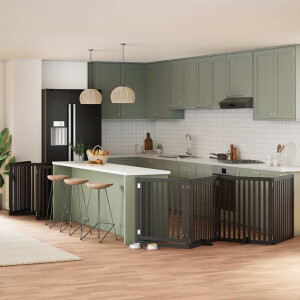 vidaXL Hondenhek inklapbaar 10 panelen 800 cm populierenhout zwart