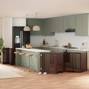 vidaXL Hondenhek inklapbaar 10 panelen 800 cm populierenhout bruin