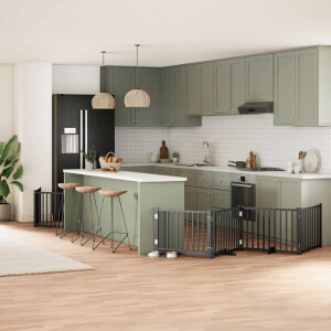 vidaXL Hondenhek inklapbaar 10 panelen 800 cm populierenhout zwart