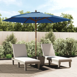 vidaXL Parasol met houten paal 299x240 cm azuurblauw