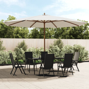 vidaXL Parasol met houten paal 400x273 cm zandkleurig