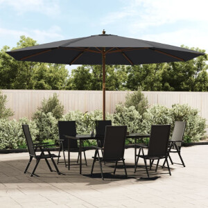 vidaXL Parasol met houten paal 400x273 cm zwart