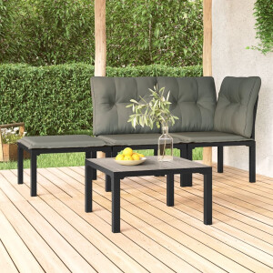vidaXL Salontafel tuin 55x55x31 cm DPC en staal grijs
