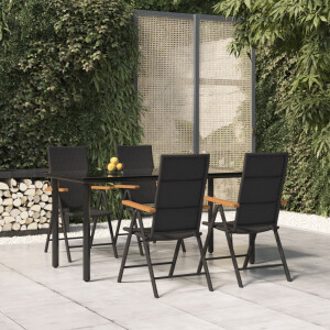 vidaXL 5-delige Tuinset poly rattan zwart en bruin