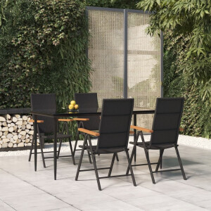 vidaXL 5-delige Tuinset poly rattan zwart en bruin