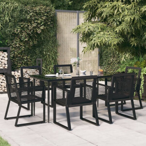 vidaXL 7-delige Tuinset PVC-rattan zwart