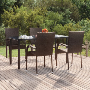 vidaXL 5-delige Tuinset poly rattan bruin