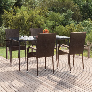 vidaXL 5-delige Tuinset poly rattan bruin