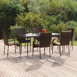 vidaXL 7-delige Tuinset poly rattan bruin