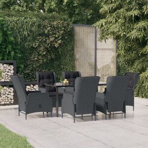 vidaXL 7-delige Tuinset poly rattan donkergrijs