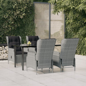 vidaXL 5-delige Tuinset poly rattan lichtgrijs