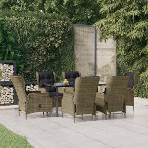 vidaXL 7-delige Tuinset poly rattan bruin
