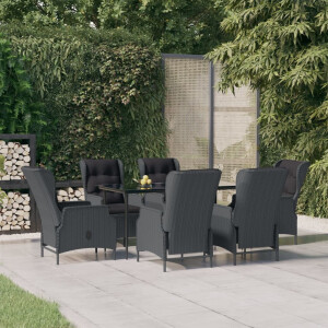 vidaXL 7-delige Tuinset poly rattan donkergrijs