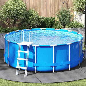 vidaXL Zwembadgrondzeil Ø306 cm polyester geotextiel lichtgrijs