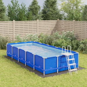vidaXL Zwembadgrondzeil 640x321 cm polyester geotextiel lichtgrijs