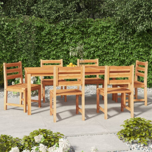 vidaXL 7-delige Tuinset massief teakhout
