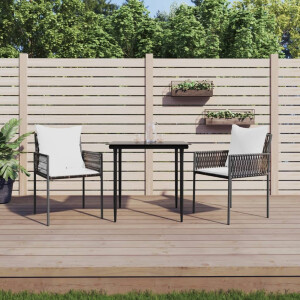 vidaXL Tuinstoelen 2 st met kussens 54x61x83 cm poly rattan bruin